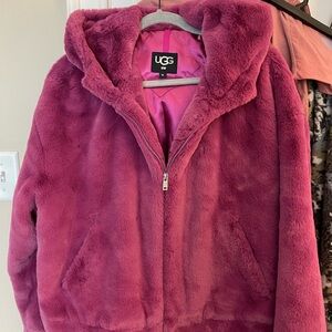 UGG Women’s Pink Faux Fur Jacket Mandy style.